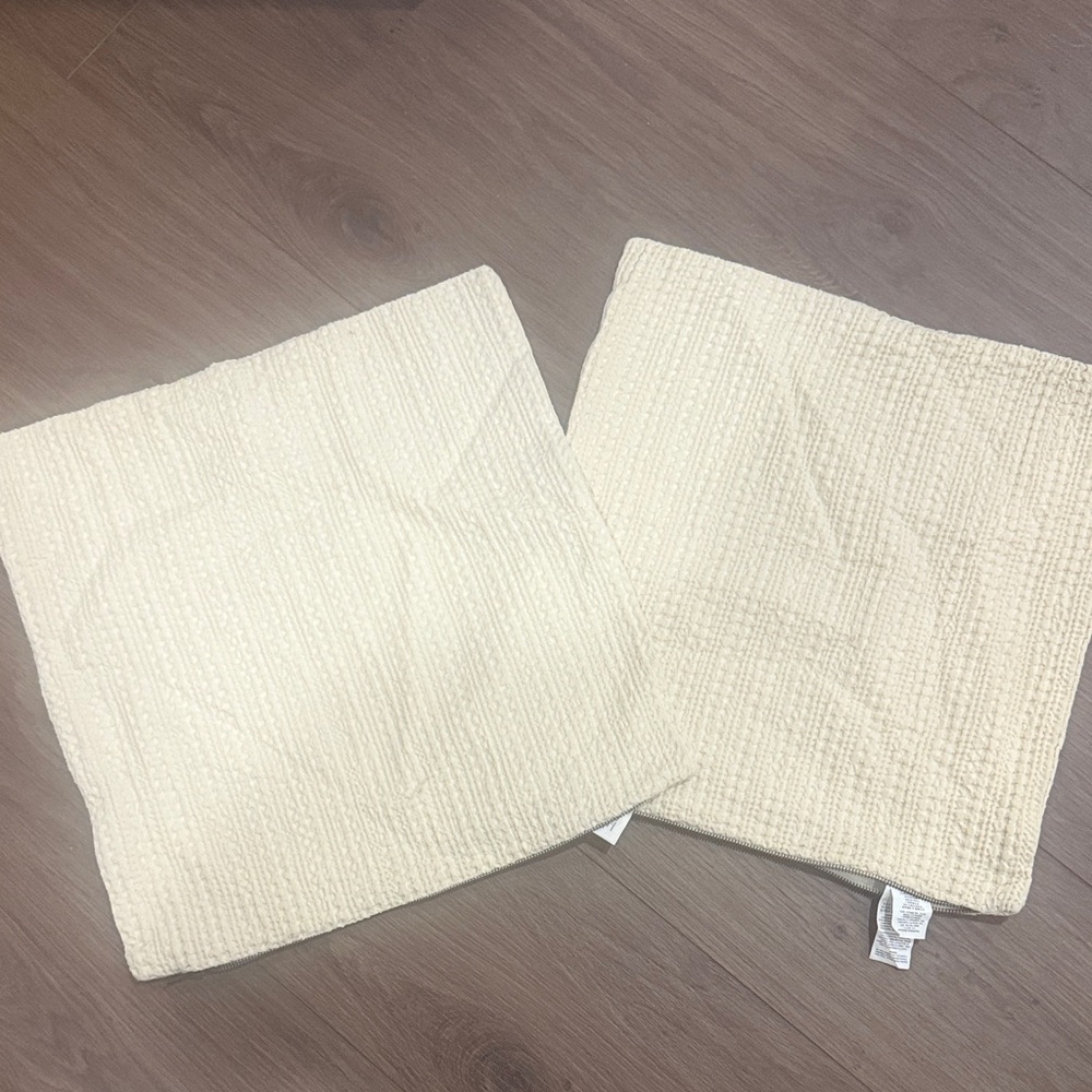 Pottery Barn Pair of Cream Textured Square Pillow Covers